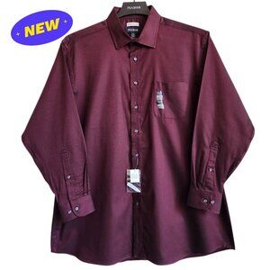 18 34/35 Red Wine Dress Shirt Traditional Fit Dark Jos A Bank New Solid Mens Nwt